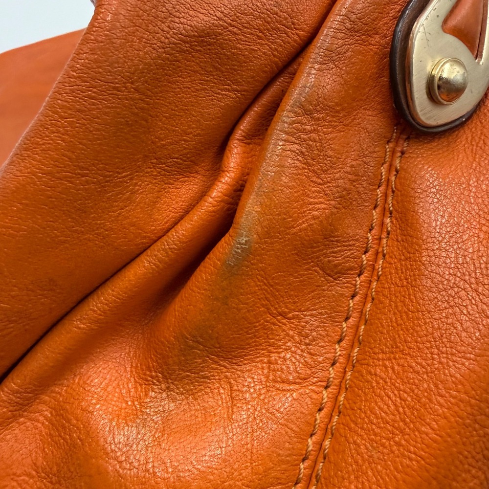 Michael Kors Leather Hobo Bag Large Orange Boho Chic Slouchy Shoulder Bag READ - Picture 9 of 15
